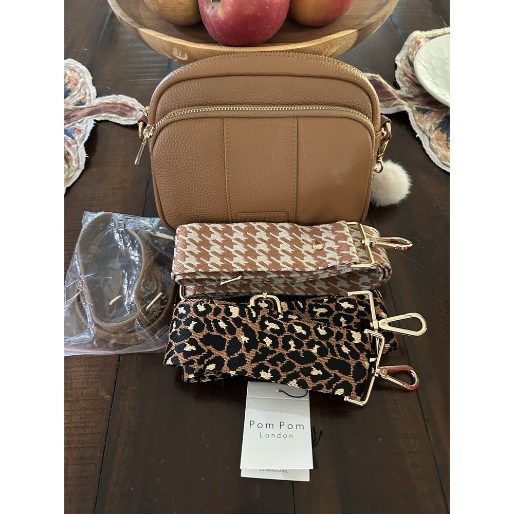 Pom Pom London Original Plus Leather Crossbody Bag Maple & Straps (3)